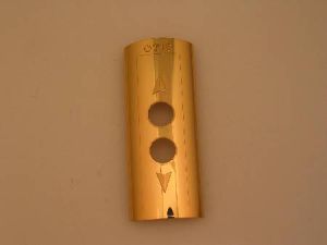 FACE PLATE FOR DOUBLE HALL BUTTON - BRASS, OTIS LOGO WITH UP/DOWN ARROW (CLIP FIXINGS)
