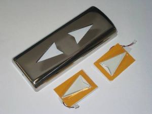 FACE PLATE - FOR VERTICAL HALL LANTERN, POLISHED S/S, DOUBLE RED UP/DOWN ARROWS