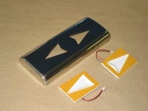 FACE PLATE - FOR VERTICAL HALL LANTERN, POLISHED S/S, DOUBLE BLUE UP/DOWN ARROWS