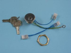 KEYSWITCH - SATIN CHROME, 24V, KEY TRAPPED, W/O SPRING RETURN, (DOM UE1), WITH 2 WAGO CONNECTORS