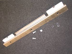 SHOE - DOOR GUIDE, WITH 2 SPUDS & FIXINGS (? MM LONG)