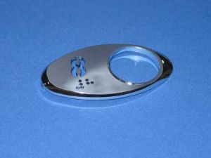 CHICKLET - FOR GEN 2, OVAL, CHROME MIRROR,  W/BRAILLE (MRK 8 ON L/H)