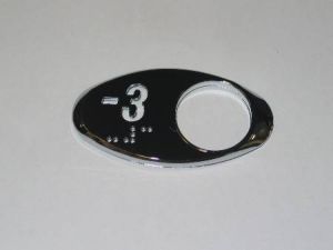 CHICKLET - FOR GEN 2, OVAL, CHROME MIRROR,  W/BRAILLE (MRK -3 ON L/H)